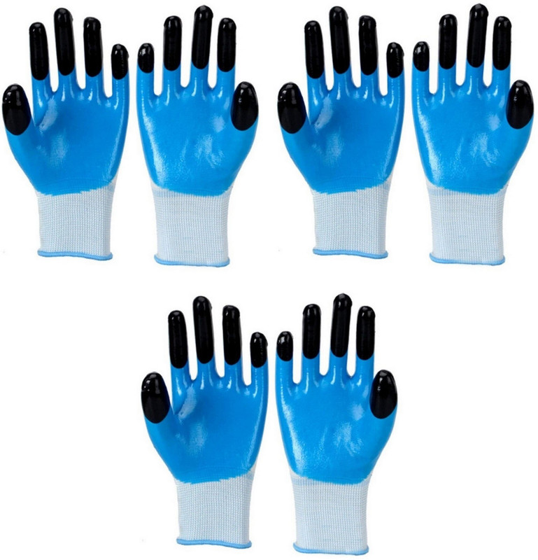 RBGIIT Nitrile Coating Work Safety Gloves, Hand & Fingers Durable & Comfortable Gloves Climbing Gloves(Blue, Black)