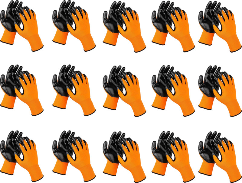 RBGIIT Industrial Safety Hand Gloves Anti-Cut, Heat Resistant Finger Hand Protection S0 Baseball Gloves(Orange, Black)