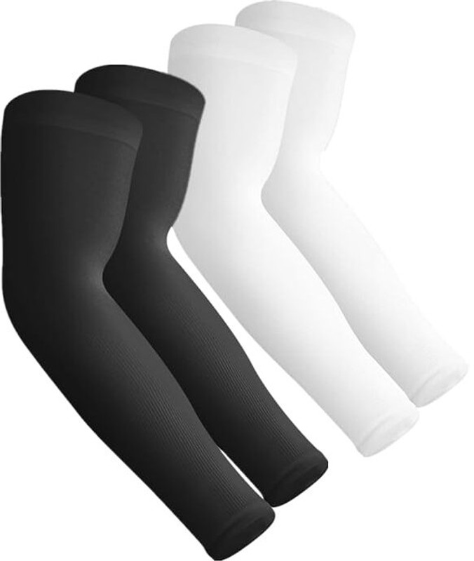 Anjani Creation UV Protection Arm Sleeves Pair Stretchable Breathable Sports Wear Unisex Cycling Gloves(Black-White)