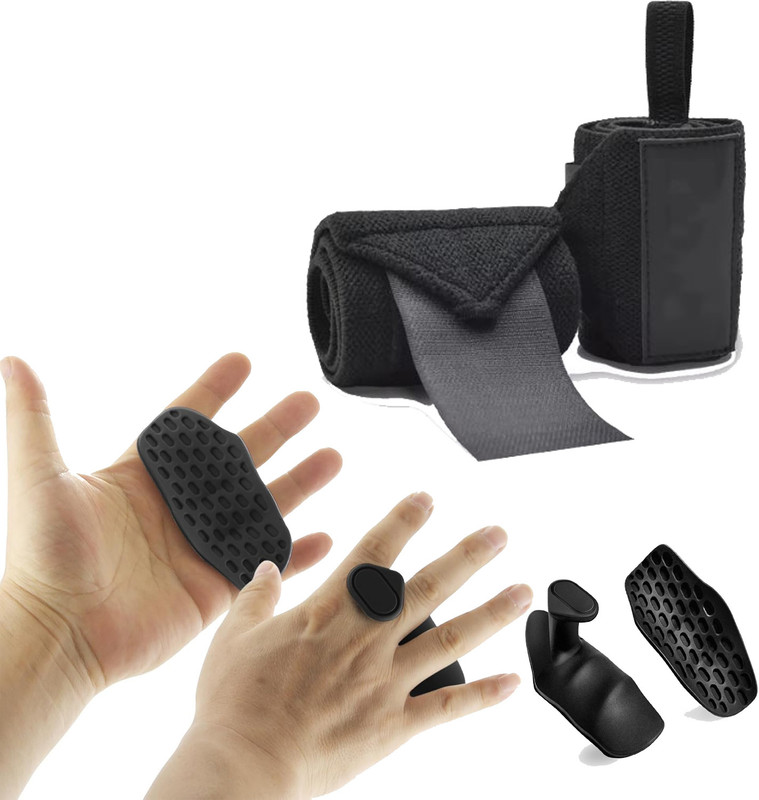 DreamPalace India Combo set of Weightlifting Wrist wrap and Rubber Weight Lifting Grip Gym & Fitness Gloves(Black)