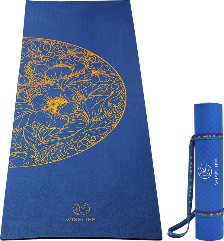 Wiselife Printed Navy Blue TPE Blue 6 mm Yoga Mat