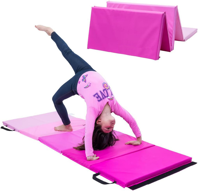 IRIS Foldable Tumbling Mat, Lightweight, Portable With Carrying Handle For Kids Pink 25 mm Yoga Mat