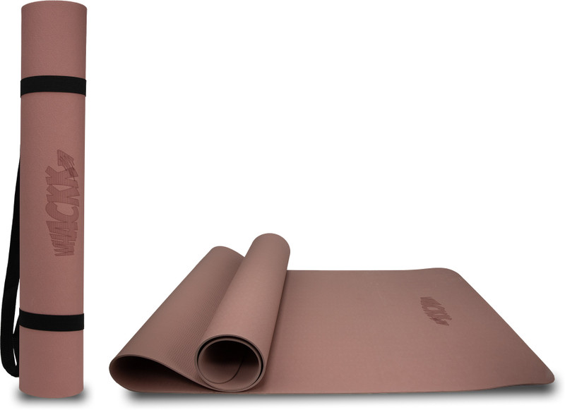 WHACKK TPE Yoga Mat with Carry Strap | 4 mm TPE Non-Slippery Exercise Mat Eco Friendly Pink 4 mm Yoga Mat