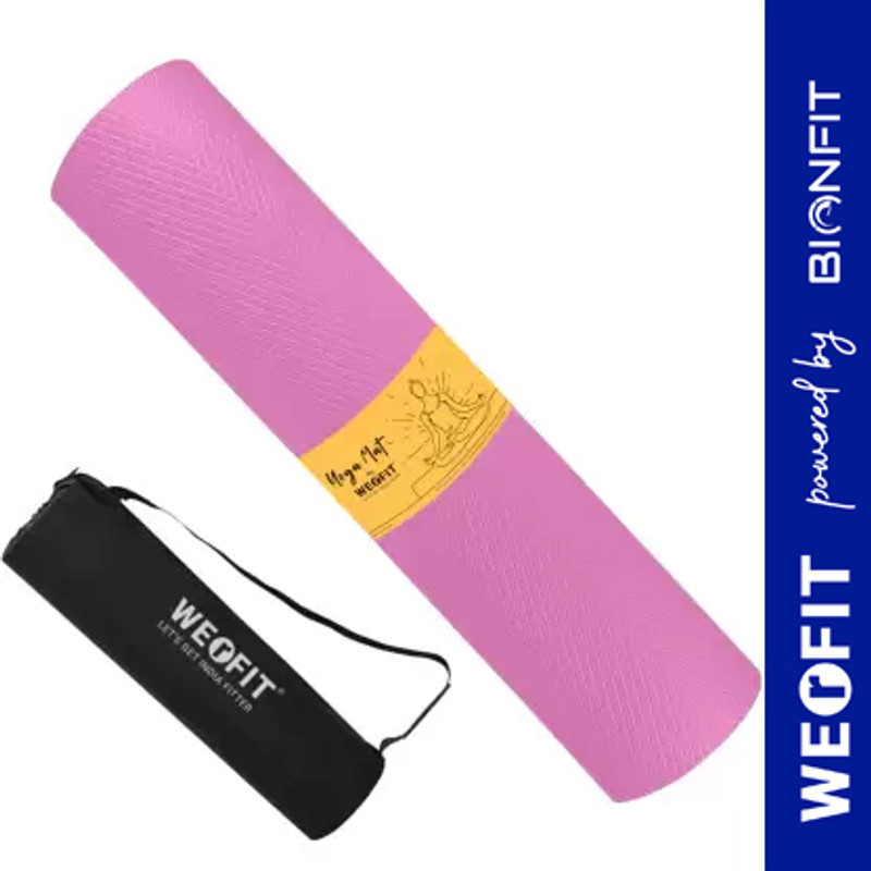 WErFIT 6mm Luxurious EVA Yoga Mat with Carrying Bag, Anti Skid, Home & Gym for Women Pink 6 mm Yoga Mat