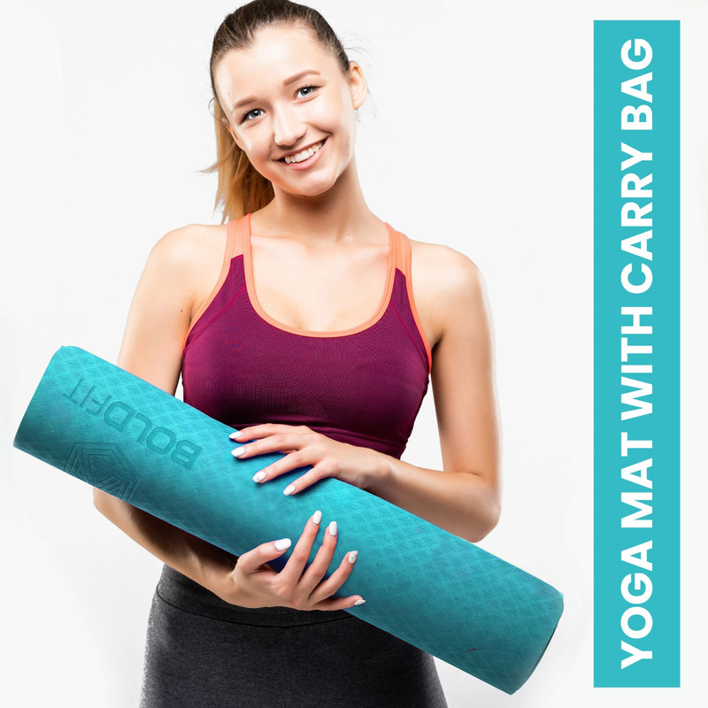 BOLDFIT ProGrip Yoga Mat for men and women, (6mm) Extra Thick, Anti skid with carrying bag Red 6 mm Yoga Mat