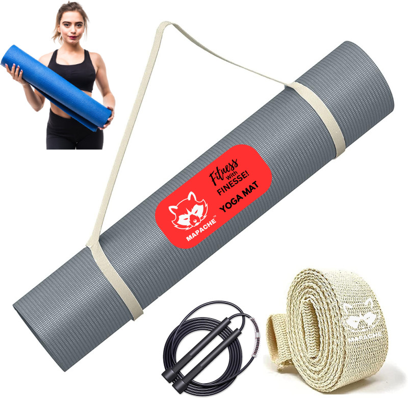 MAPACHE Premium Series-Eva Yoga Mat for Yoga Exercises,(4mm-6mm),Color Grey 4 mm Yoga Mat