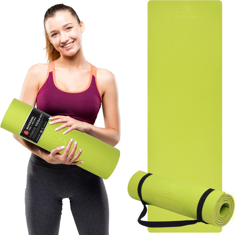 Quick Shel 6MM GREEN YOGA MAT WITH STRAP- 1525 Green 6 mm Yoga Mat