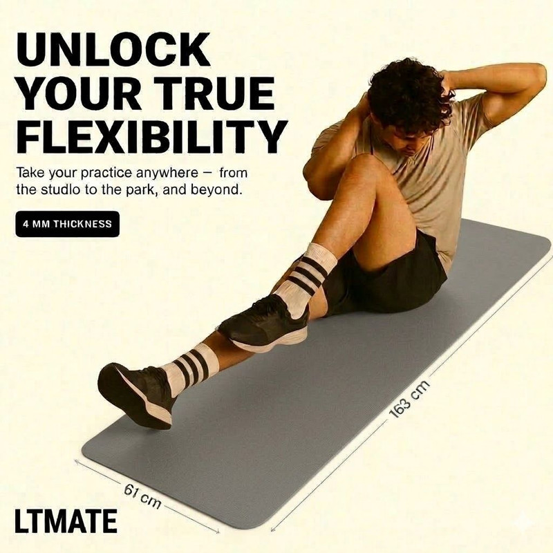 LTMATS 4mm Yoga Mats For Women yoga mat for men Exercise mat for home workout Blue 4 mm Yoga Mat