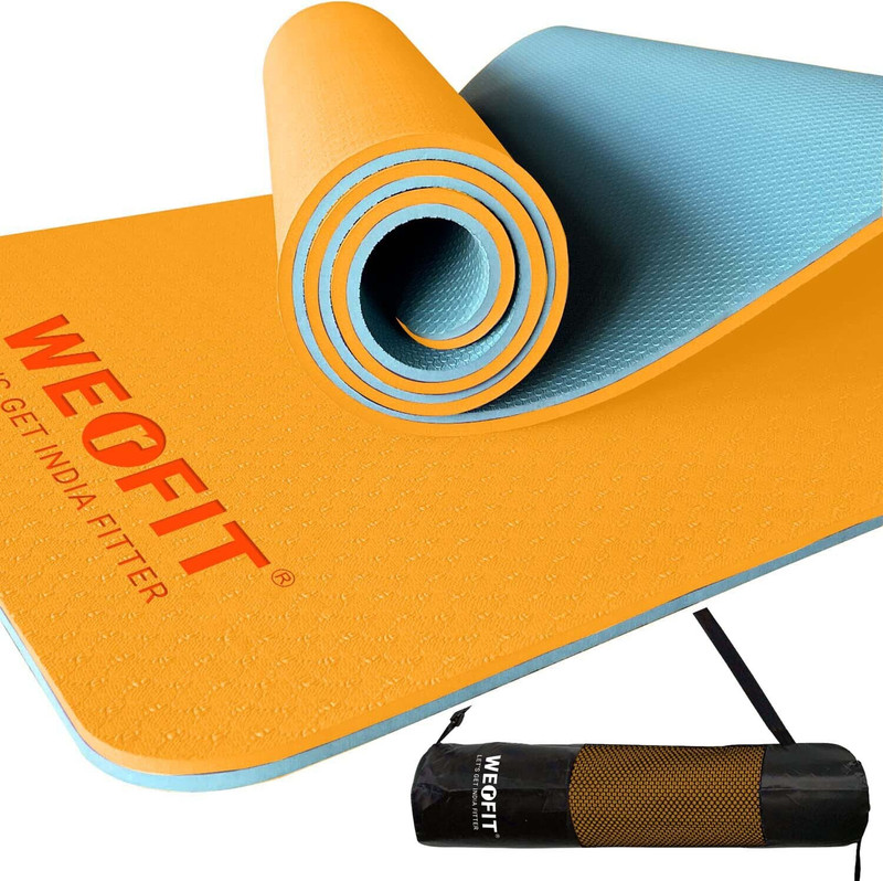 WErFIT 15mm TPE Yoga Mat with Carry Bag for Home Gym Workout & Exercise for Men & Women Orange 15 mm Yoga Mat