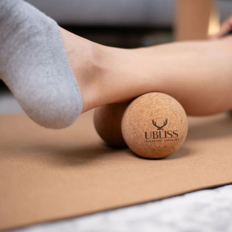UBliss Natural Cork Peanut Massage Ball,Deep Tissue Trigger Point Yoga Therapy Roller Brown 800 mm Exercise & Gym Mat