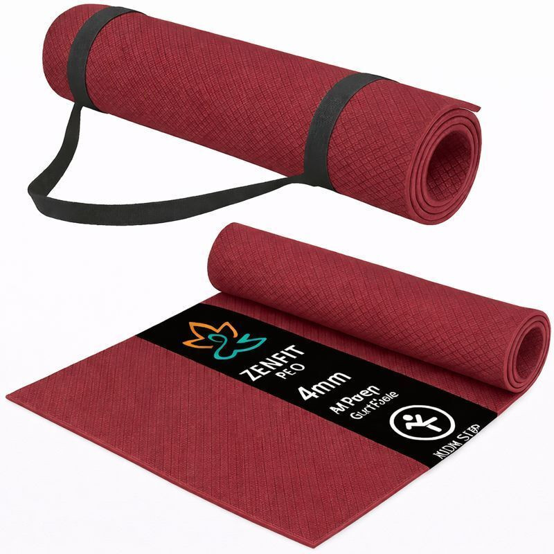 Zenfit Pro Yoga Mat For Men Women 4mm Exercise Mat Anti Skid Maroon 4 mm Yoga Mat
