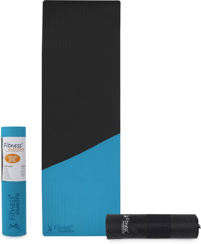 Fitness Mantra TPE 8mm Cross Color Anti-Slip Yoga Mat with Cover Bag| Army + Lemon| 8 mm Yoga Mat