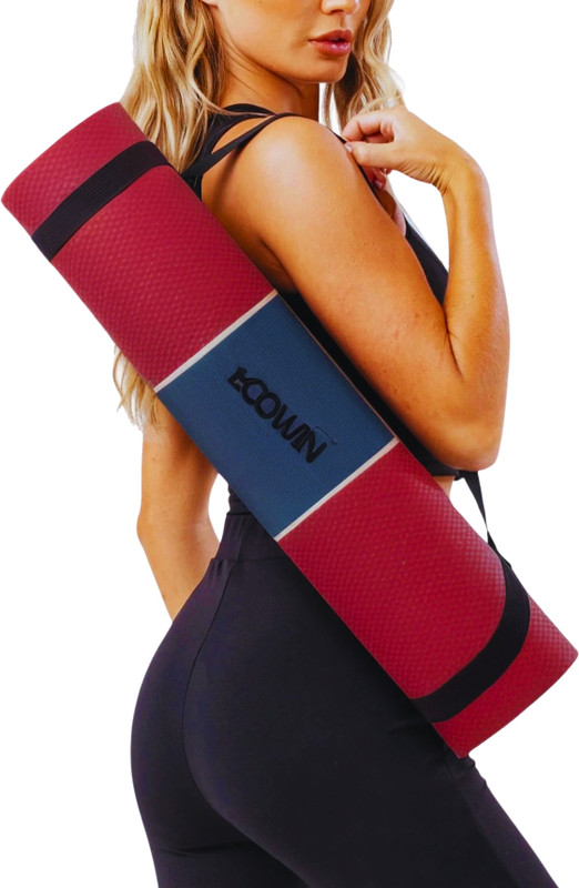 ECOWIN For Wellness Non Slip Super Soft for men and women with hanging belt Red 4 mm Yoga Mat