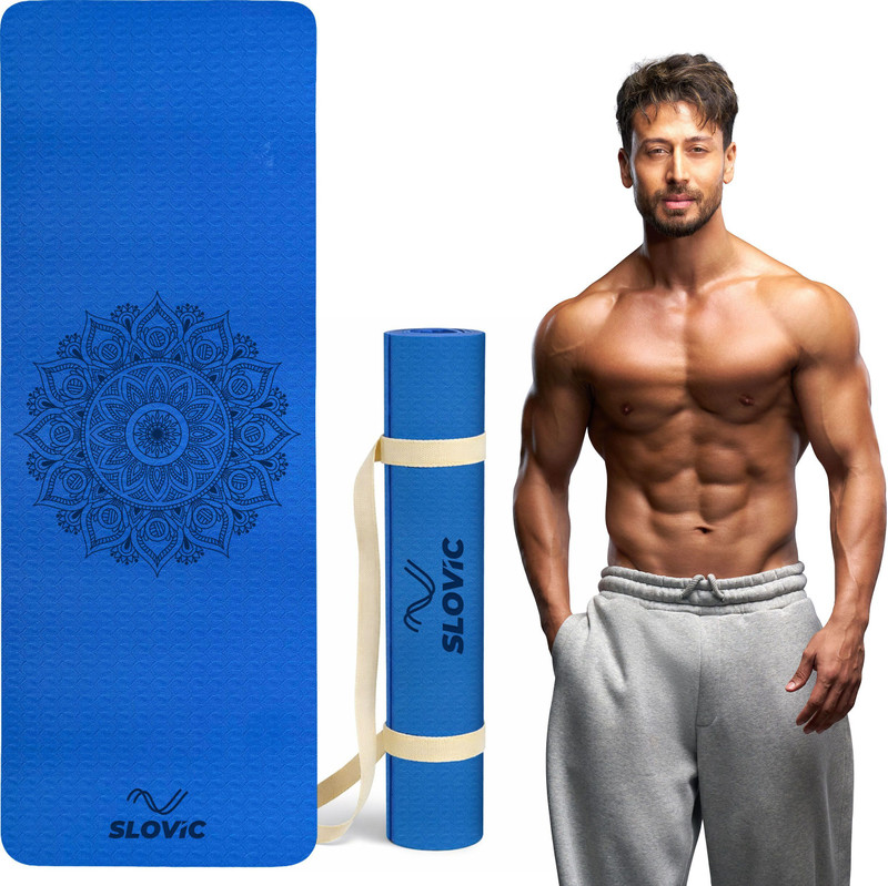 SLOVIC Anti-Slip Yoga Mat for Home Workout & Home Gym Blue 6 mm Yoga Mat