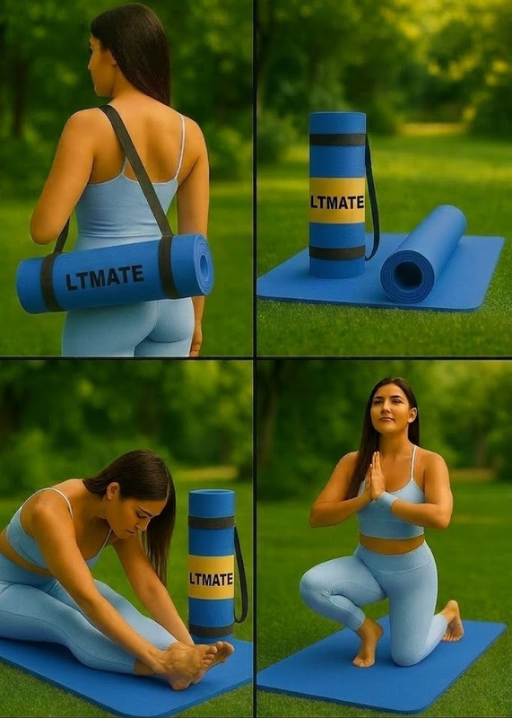 laxmi traders 4mm Yoga Mat for Women, Gym Exercise Mat (4mm Thickness) Blue Blue 4 mm Yoga Mat