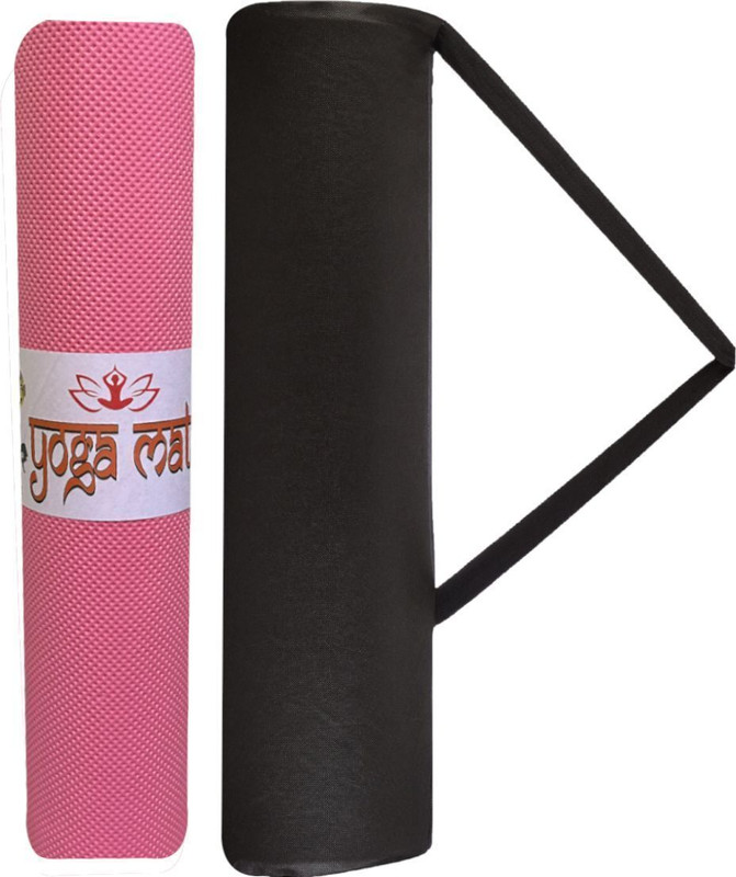 Bikauaa Yoga Mat with Free Bag Anti Skid Yoga mat for Gym Workout and Flooring Exercise Pink 4 mm Yoga Mat