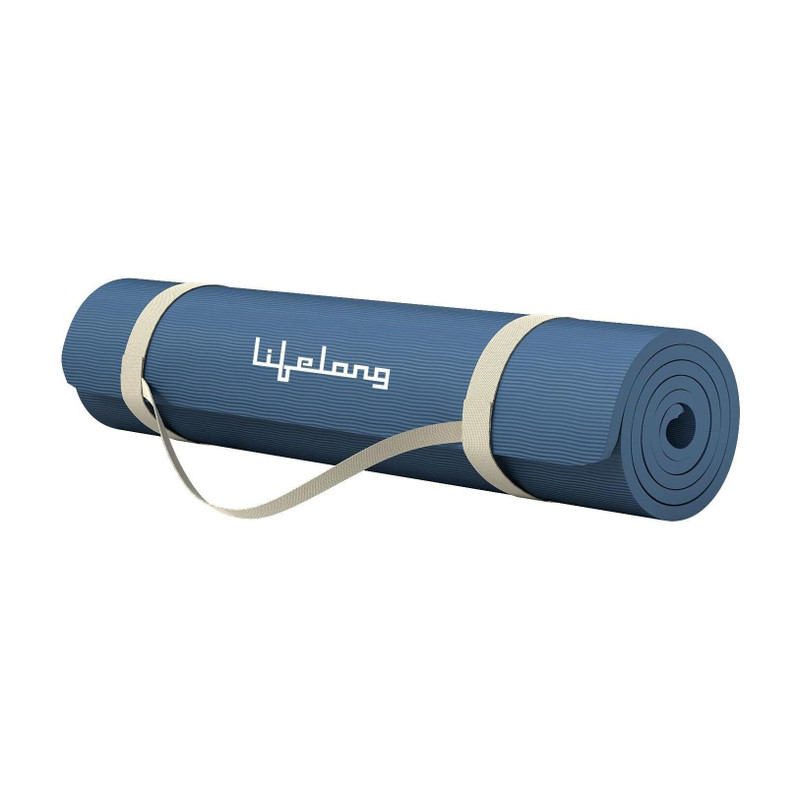 Lifelong Yoga Mat for Gym, Yoga & Home Workout | EVA Material 4mm Thick Anti-Slip Blue 4 mm Yoga Mat