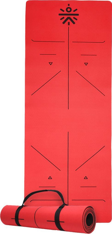 Cult Premium TPE Yoga Mat with Alignment Marks Red 6 mm Yoga Mat