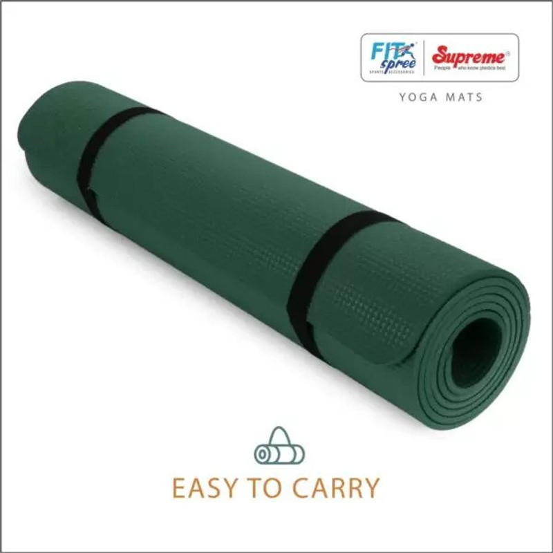 FITSPREE Durable Solid Non-Slip Soft Fitness Yoga Mat for Yoga, Pilates & Floor Workout Green 4 mm Yoga Mat