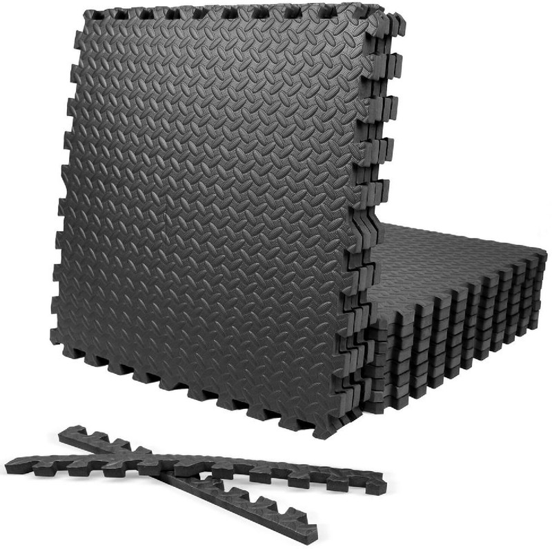 CAREOPETA 4 pcs 1 Inch/25mm Gym Floor mat Rubber for Heavy Workout Puzzle Floor mat 4 pcs mm Exercise & Gym Mat