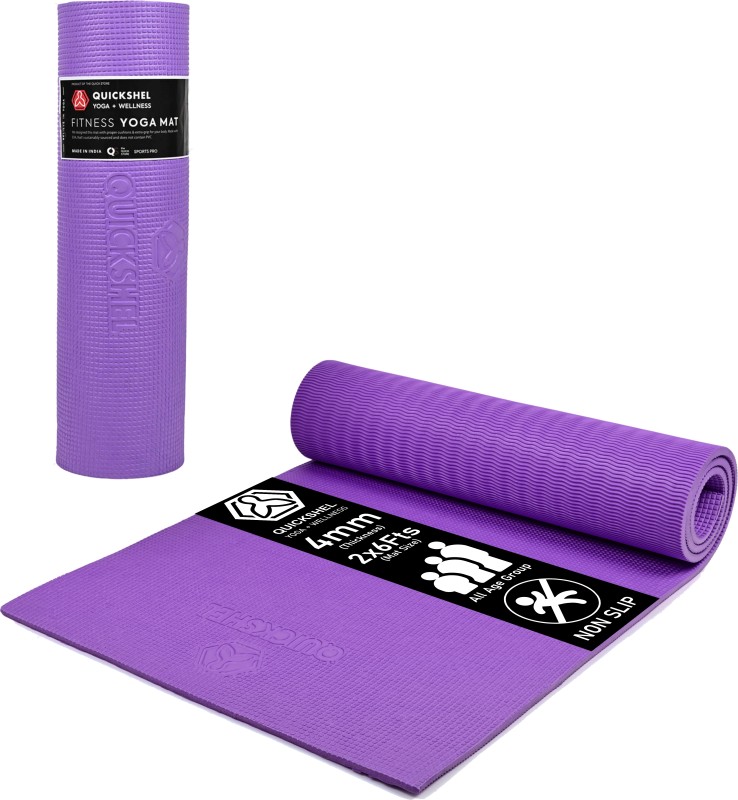 Quick Shel EVA Anti Slip Home Gym Exercise Workout Fitness for Men Women Kids Purple 4 mm Yoga Mat