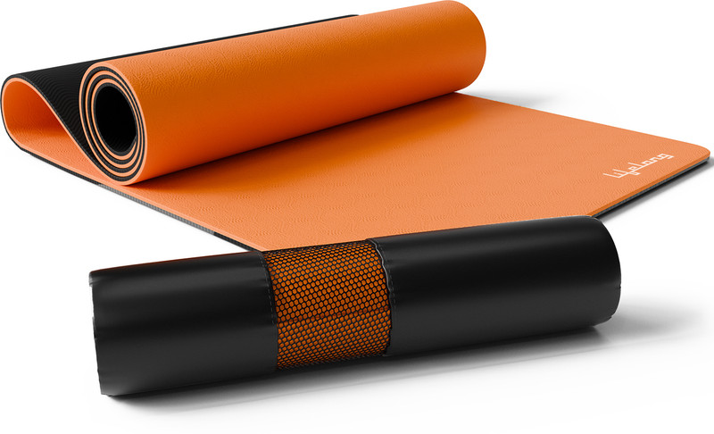 Lifelong Dual Color TPE Material Yoga Mat Orange/ Black