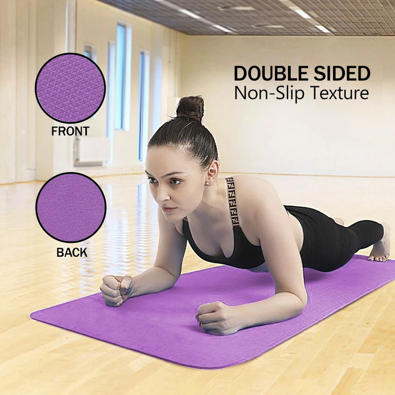 CRSMAT 6mm EVA Yoga Mat with Carry Bag for Home Gym Workout, Anti-Skid, for Men & Women Purple 6 mm Yoga Mat