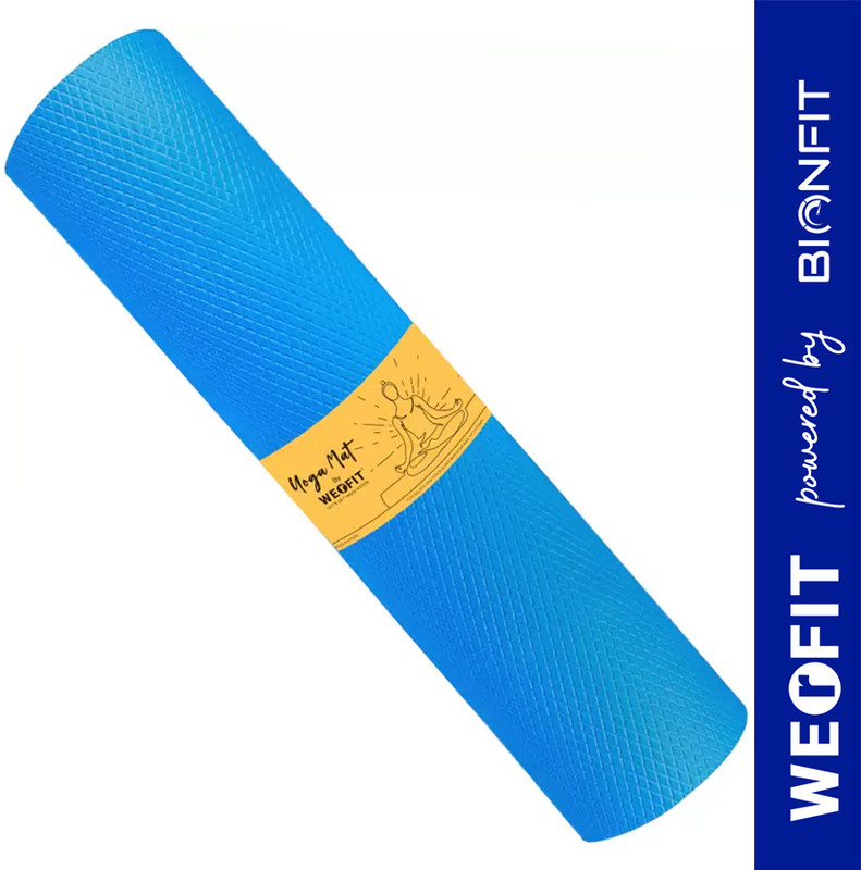 WErFIT Premium EVA Yoga Mat Pack of 2 with Carrying Bag, Anti Skid, for Workout, Men Blue 4 mm Yoga Mat