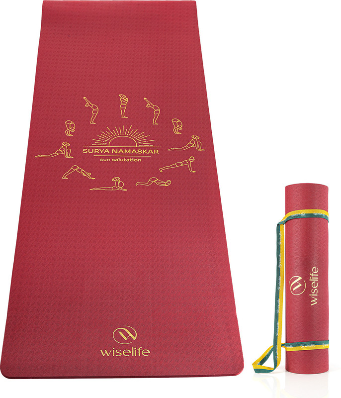 Wiselife Printed TPE Exercise Mat + Carry Strap for Men & Women | Home, Gym & Fitness 6 mm Yoga Mat