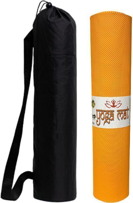 Bikauaa EVA Yoga Mat with Carry Bag Anti-Slip Surface Sticky Sport Mat for Men and Women Orange 4 mm Yoga Mat