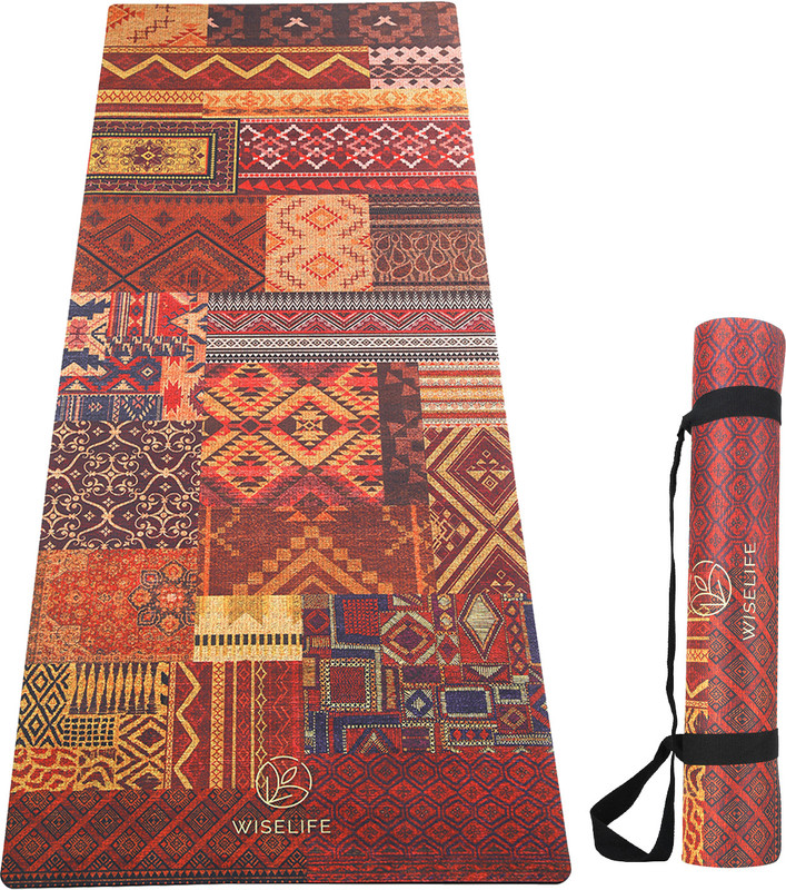 Wiselife Suede & Natural Rubber Yoga Mat + Carry Strap , Anti Slip Workout | Marrakesh 5 mm Yoga Mat