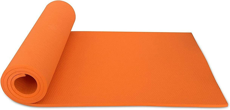 En ligne EVA Yoga Mat with Carrying Strap, Yoga Mat for Aerobics Workout,Anti Skid Yellow 4 mm Yoga Mat
