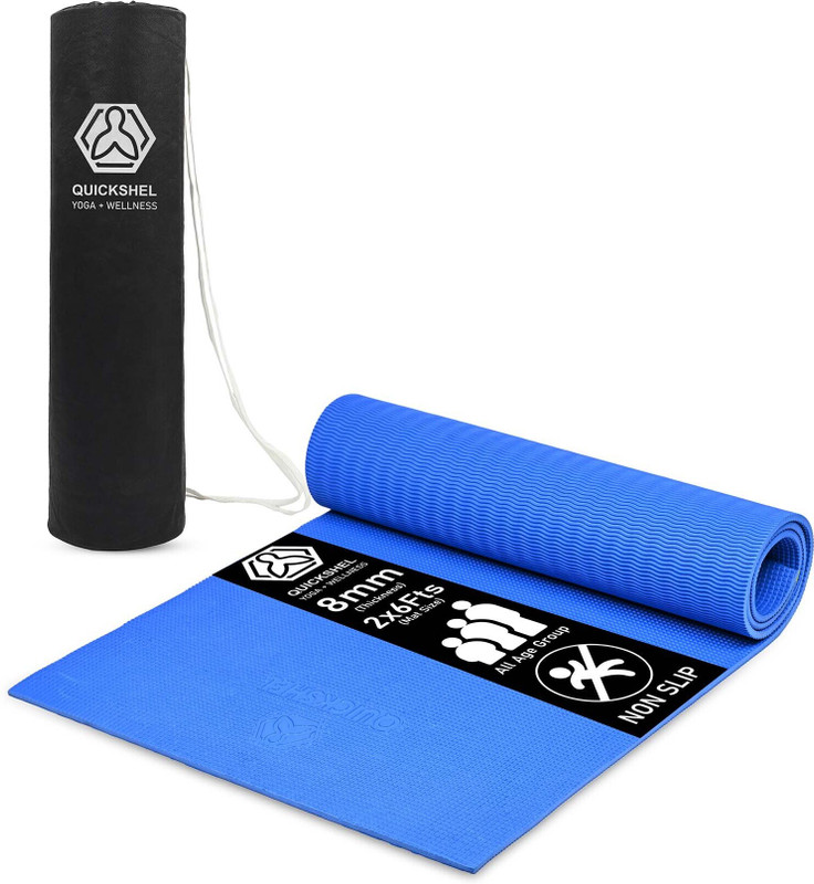 QUICKSHELE EVA Eco Friendly Anti Slip Home Exercise Workout for Men Women with Bag 6 mm Yoga Mat