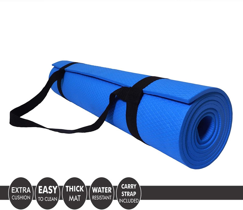 YFMATS 4MM-Blue-Anti Skit Fitness mat for Men & Women | Yoga For Wellness | Blue 4 mm Yoga Mat