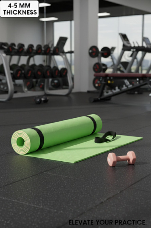 Crosfit Green yoga mat for men & women ecofriendly material aith carry strap Green 4-5 mm Yoga Mat
