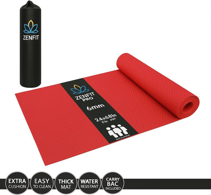 Zenfit Pro EVA Anti Slip Home Gym Exercise Fitness for Men Women Black 6mm Yoga Mat Black 6 mm Yoga Mat