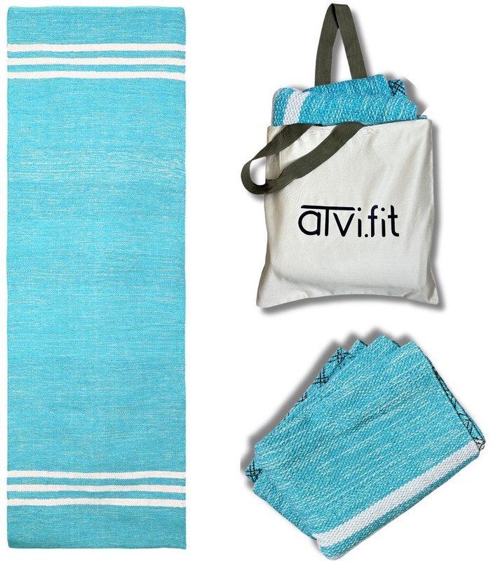 AtviFit Atvi.fit Pure cotton anti-skid, machine wash yoga mat. 73in x 24in, 5mm(Green) Green 5 mm Yoga Mat