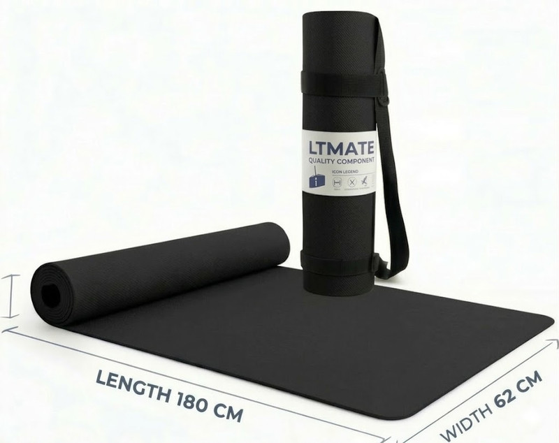 Crosfit Premium Eco-friendly 4mm yoga mat with carry strap for women & men Blue 4-5 mm Yoga Mat