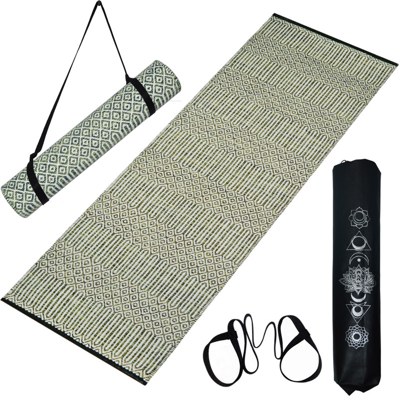 house of handmade Premium Cotton Yoga Mat RED Black 8 mm Yoga Mat