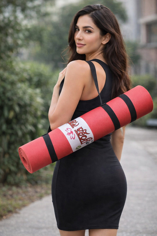 Taido Anti-Skid Non-Slip Yoga Mat with Carry Strap - Light weight for Slim Body Red 4 mm Yoga Mat