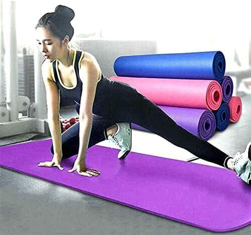 laxmi traders Yoga Mats for Women and Men NBR Material with Carrying Strap 4MM Purple 4 mm Yoga Mat