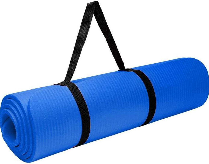 MOMENTTRADERS Yoga Mat For Men Women with Carry bag, Exercise Mat Blue (4 mm) 4 mm Yoga Mat