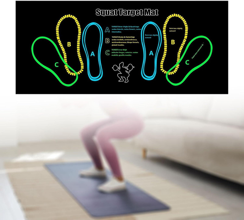 Clefairy Squat Mat, Squat Mat Pad With Foot Position, Stabilizing and Non-Slip Black 12 mm Exercise & Gym Mat