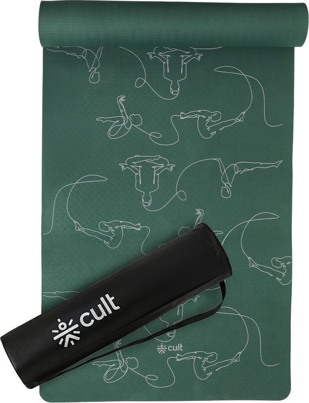 Cult TPE Non-Slip Mat with Travel Strap And Carry Bag Forest Green Green 6 mm Yoga Mat