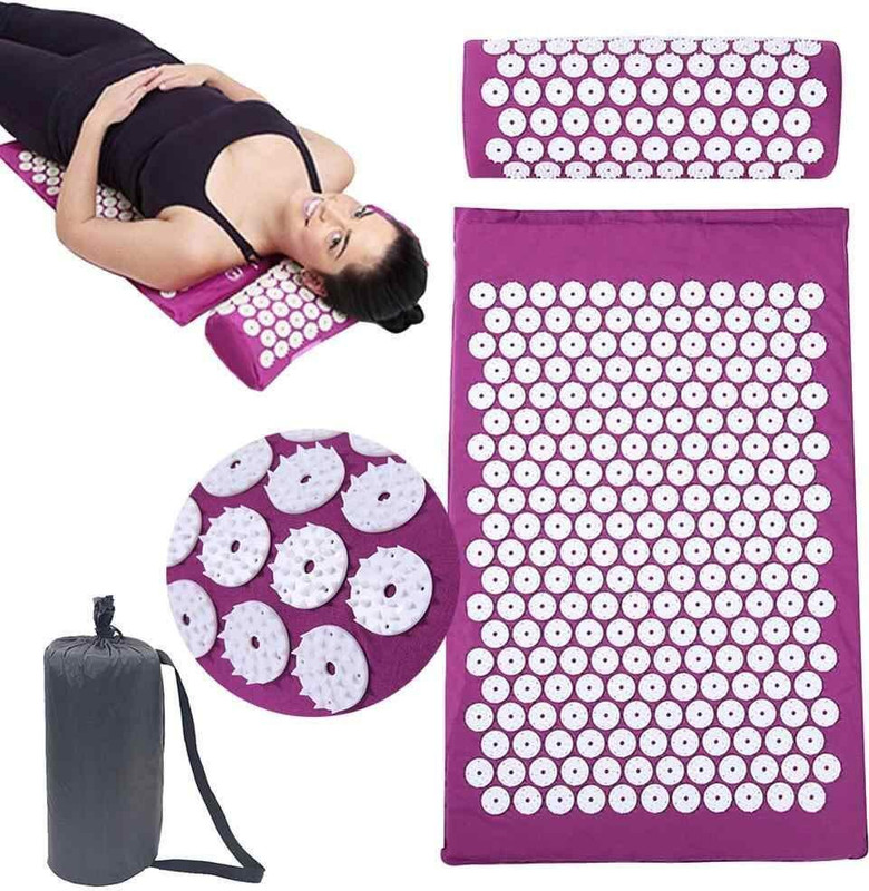 touaretails Acupressure Pillow Set, High Density Memory Foam Core, Exercise Yoga Mat 7 mm Accupressure Mat