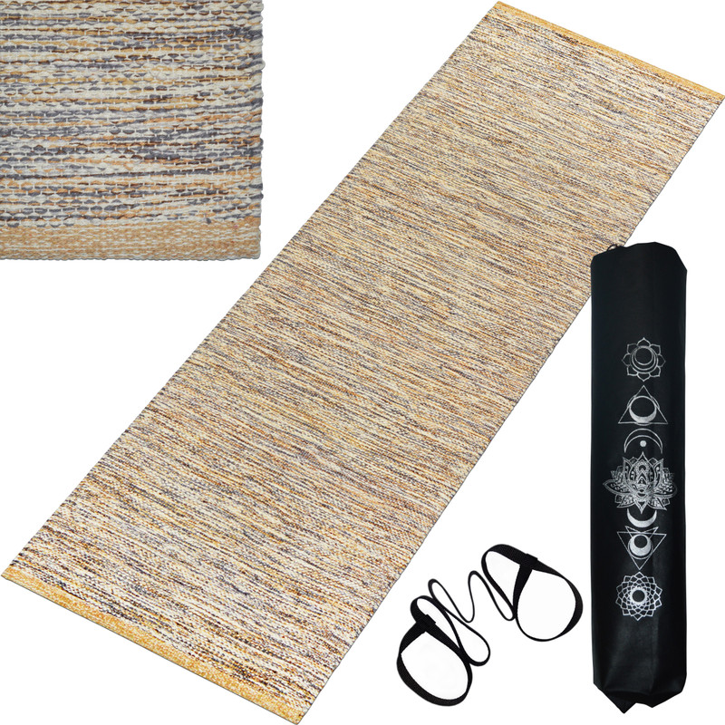 house of handmade 100% Cotton Handwoven, Sweat Resistant, Odor Free 9 mm Yoga Mat