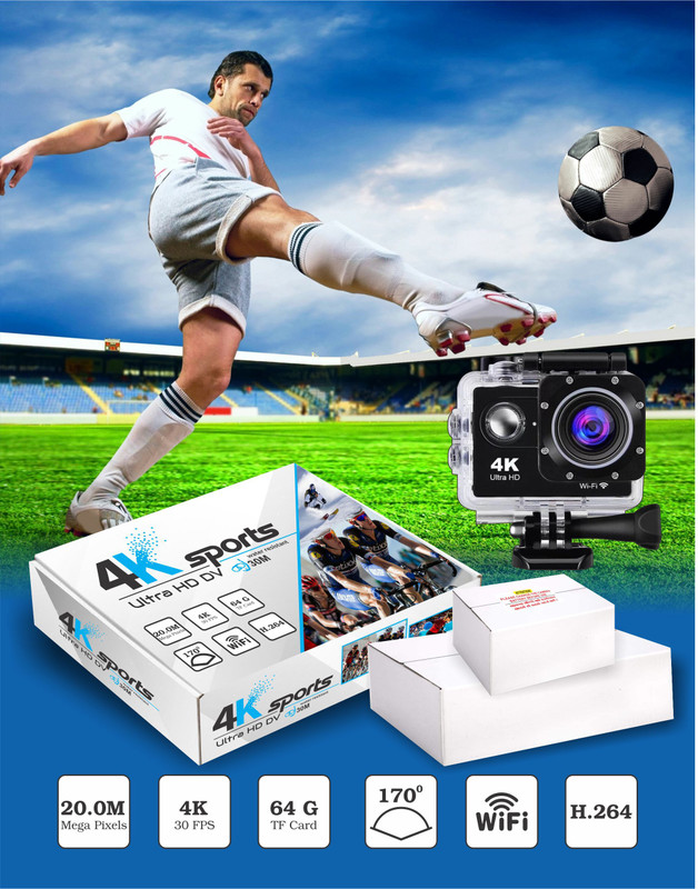 ampiri Premium 4K Full HD Wi-Fi 30M Waterproof Vlogging Camera 4k Sports and Action Camera(Black, 16 MP)