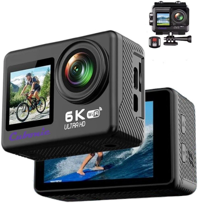 Cubonic Waterproof 6K WiFi Dual Display |25FPS| EIS 2.0 Anti-Shake | Chipset-Sensor|Touch Screen Sports and Action Camera(Black, 48 MP)