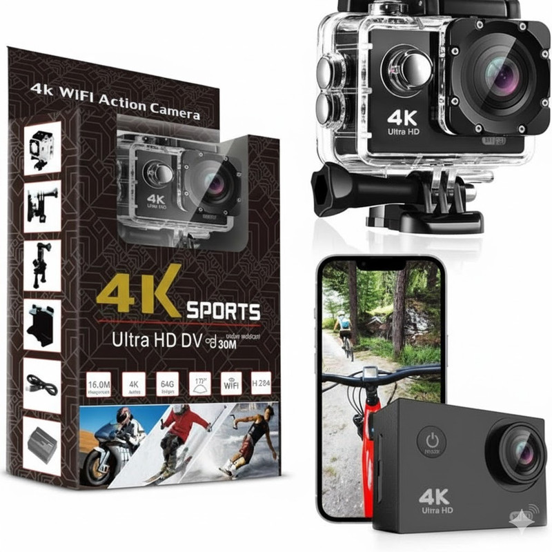 Dark Knight Pro ACTION CAMERA Dark Series Action Camera 4K WiFi 20MP 30M Waterproof Sports Cam–Limited Edition Sports and Action Camera(Black, 20 MP)