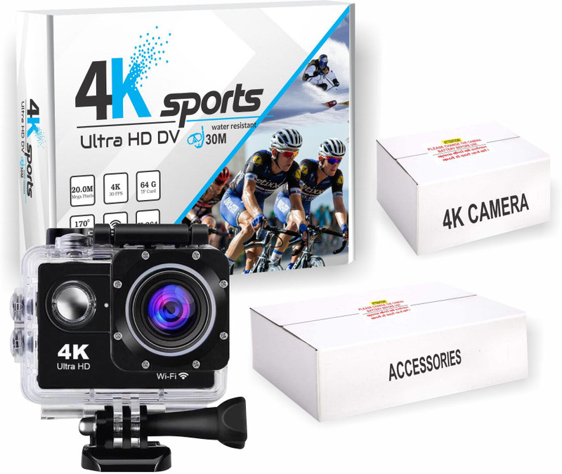 xetis Premium 4K Helmet 4k 16 MP Wifi Waterproof Camera full hd and bike 4k Sports and Action Camera(Black, 16 MP)